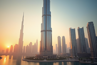 Tour Almas surplombant le skyline de Jumeirah Lakes