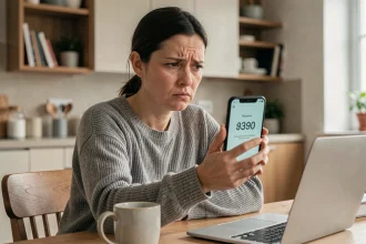 Femme agacée recevant un appel téléphonique indésirable d'un numéro inconnu sur son smartphone