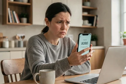 Femme agacée recevant un appel téléphonique indésirable d'un numéro inconnu sur son smartphone