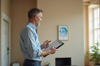 Auditeur énergie vérifiant un appartement rénové