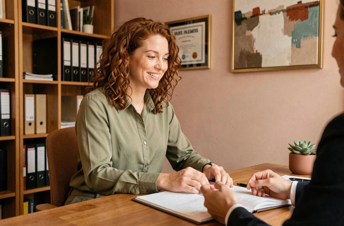 Femme en entretien de bilan de compétences avec un conseiller en évolution professionnelle