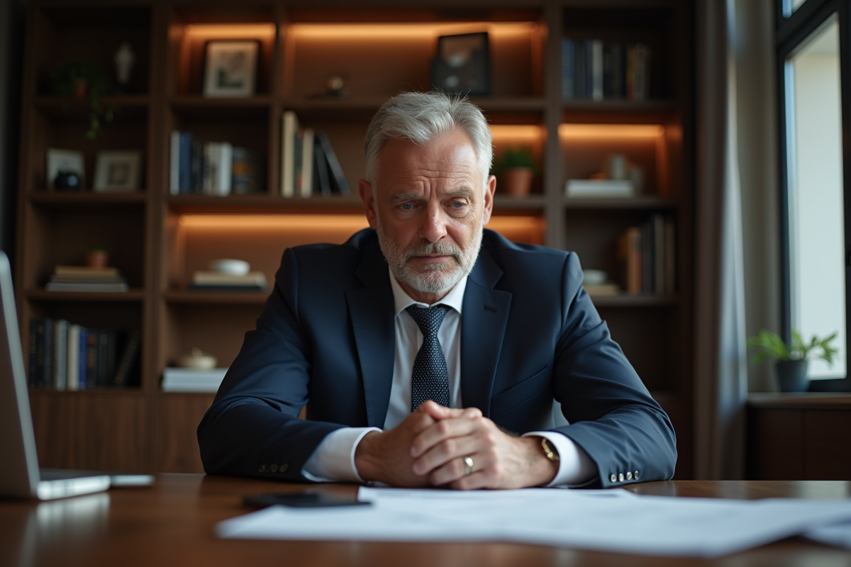 Homme d'affaires en costume dans un bureau moderne
