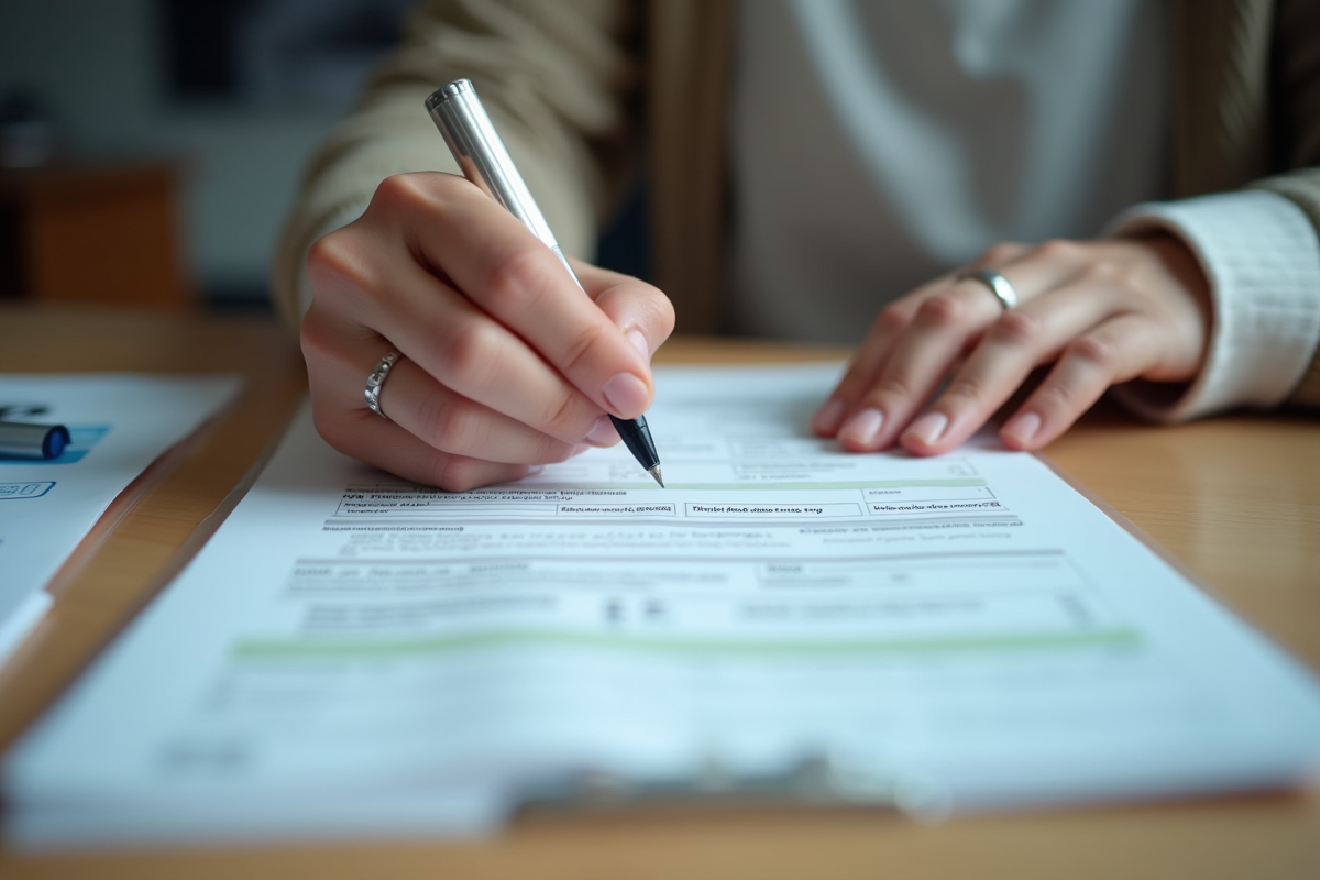 Personne mettant à jour son adresse sur un formulaire de vote à un bureau